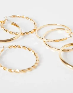 FEMME BERSHKA Tout voir*Lot 3 paires de boucles d’eilles créoles fines texturées