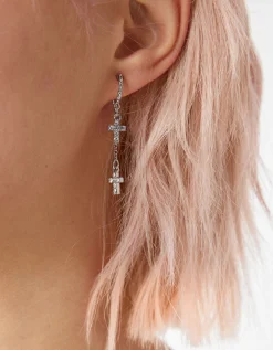FEMME BERSHKA Tout voir*Lot 9 paires de boucles d’oreilles croix