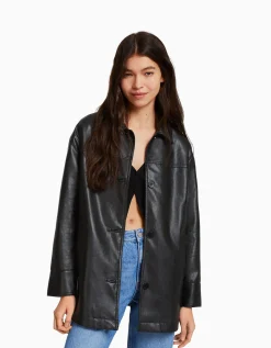 FEMME BERSHKA Vêtements*Manteau court similicuir