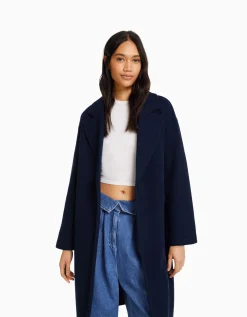 FEMME BERSHKA Trenchs et manteaux*Manteau laine mélangée épaules tombantes