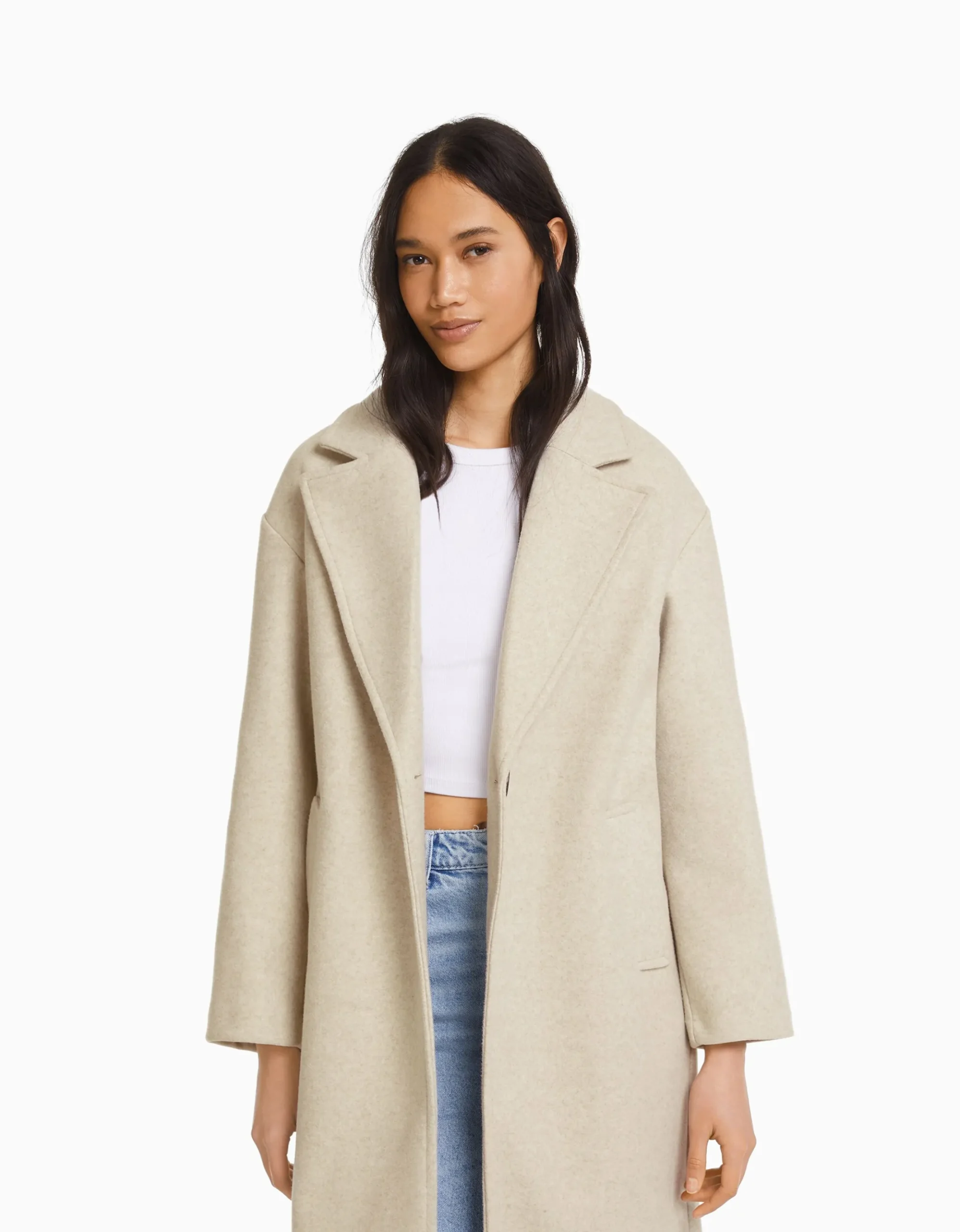 FEMME BERSHKA Trenchs et manteaux*Manteau mélange de laine épaules tombantes