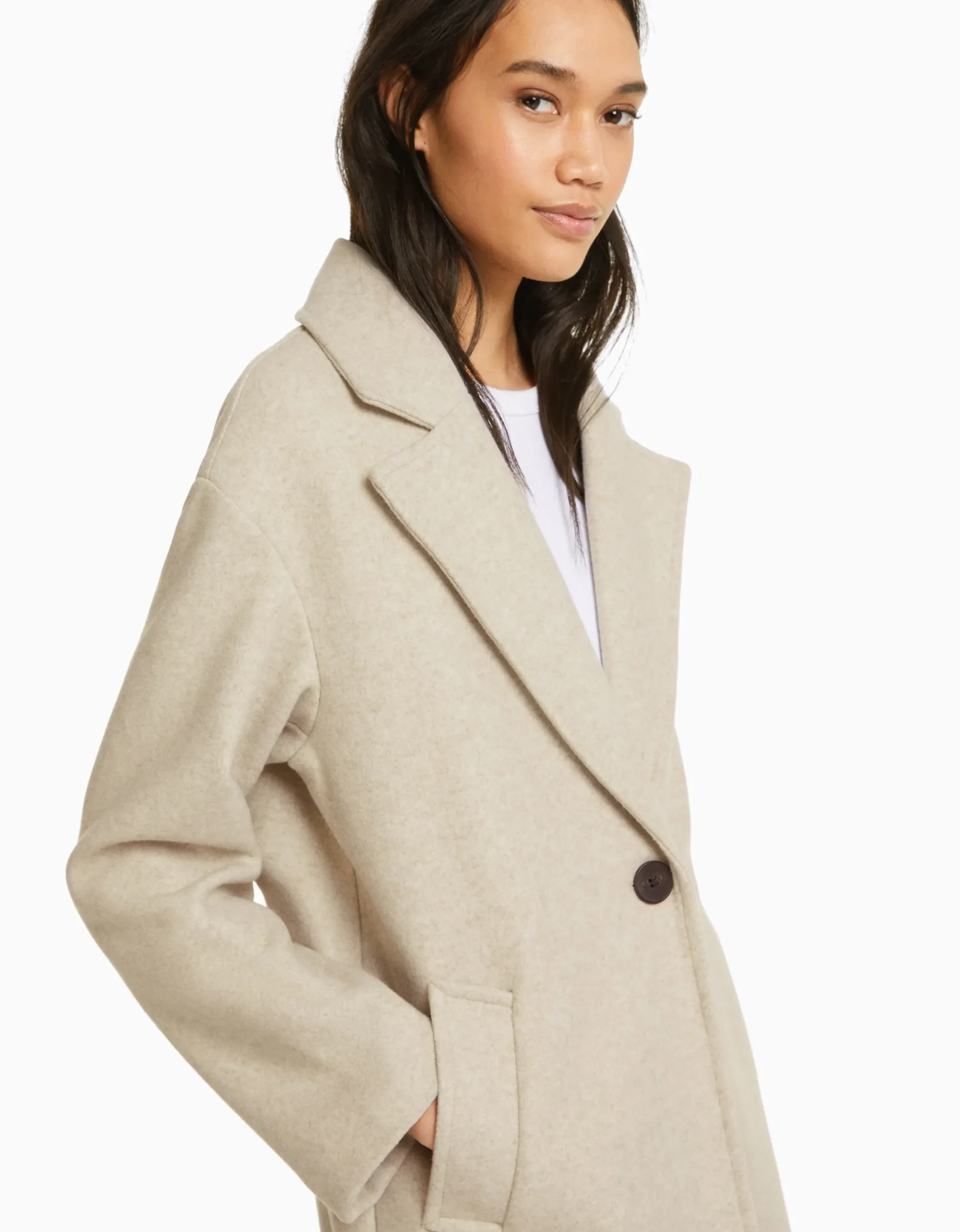 FEMME BERSHKA Trenchs et manteaux*Manteau mélange de laine épaules tombantes