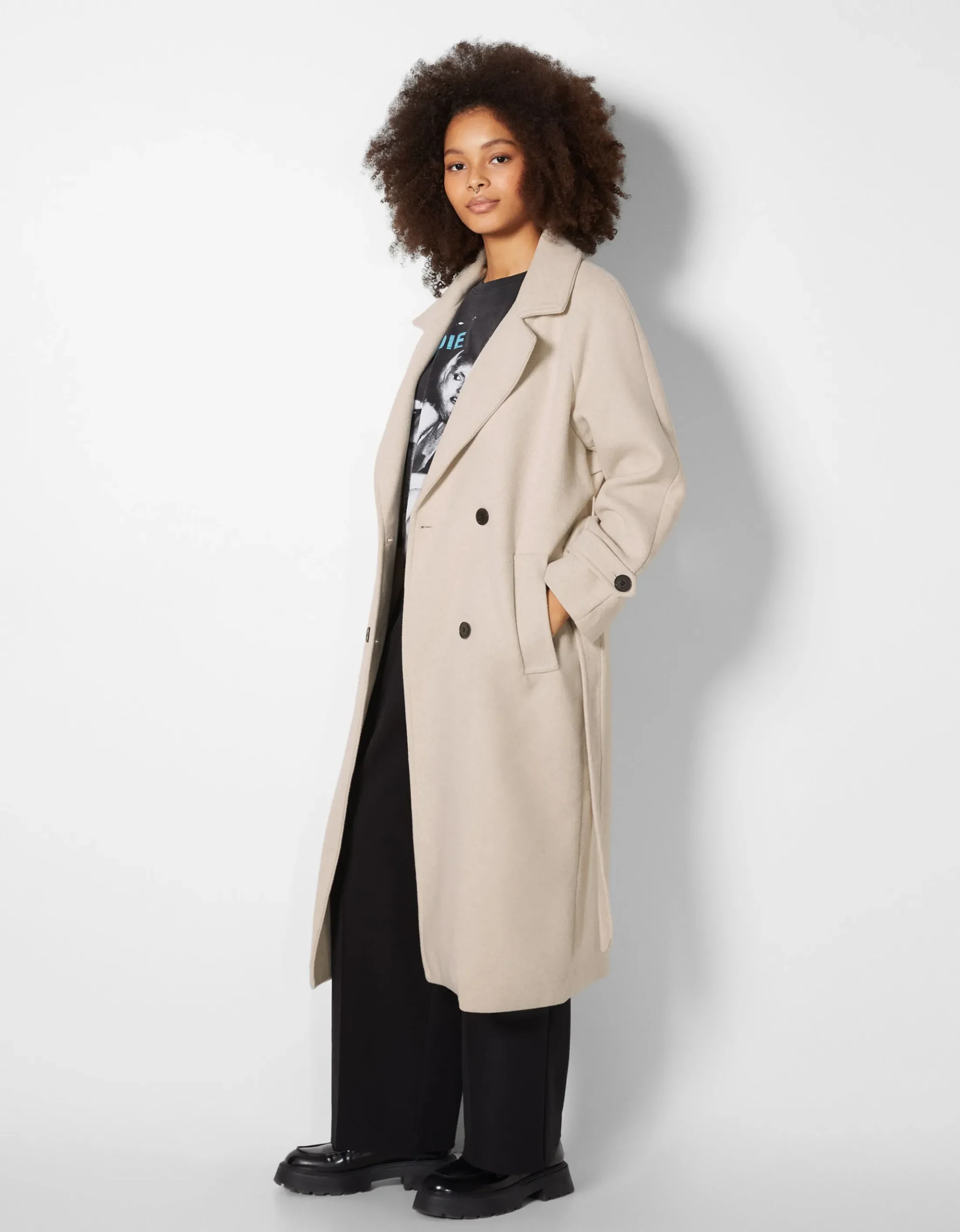 FEMME BERSHKA Trenchs et manteaux*Manteau trench laine mélangée