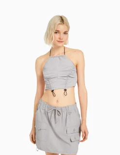 FEMME BERSHKA Vêtements*Minijupe cargo coton multipoches