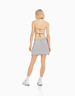 FEMME BERSHKA Vêtements*Minijupe cargo coton multipoches