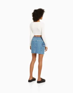 FEMME BERSHKA Jupes*Minijupe denim cargo
