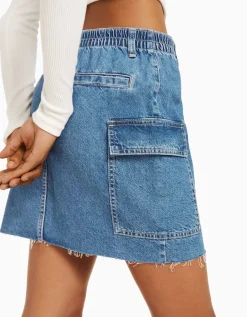 FEMME BERSHKA Jupes*Minijupe denim cargo
