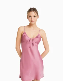 FEMME BERSHKA Vêtements*Mini-robe bretelles fluide satinée fronces