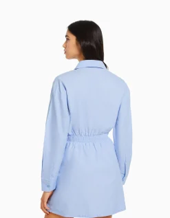 FEMME BERSHKA Vêtements*Mini-robe chemise manches longues cache-cœur