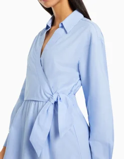 FEMME BERSHKA Vêtements*Mini-robe chemise manches longues cache-cœur