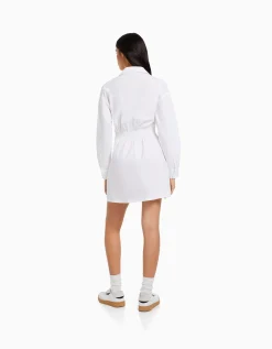 FEMME BERSHKA Vêtements*Mini-robe chemise manches longues cache-cœur