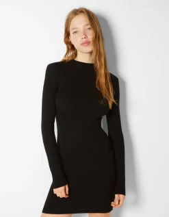 FEMME BERSHKA Robes*Mini-robe maille côtelée col montant