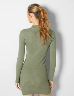 FEMME BERSHKA Robes*Mini-robe maille côtelée col montant