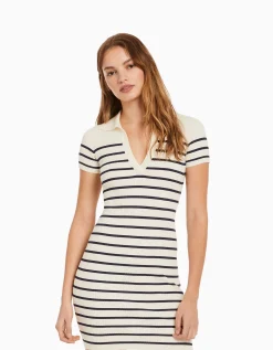 FEMME BERSHKA Robes*Mini-robe manches courtes col polo