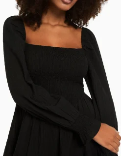 FEMME BERSHKA Robes*Mini-robe manches longues volume texturée