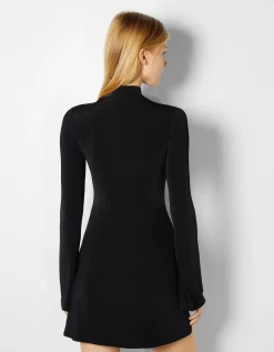 FEMME BERSHKA Robes*Mini-robe manches longues évasées col montant