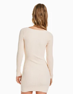 FEMME BERSHKA Robes*Mini-robe manches longues maille détail bijou