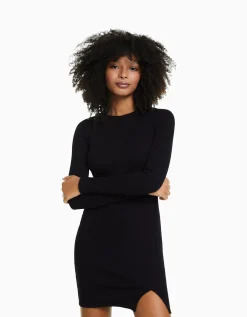 FEMME BERSHKA Vêtements*Mini-robe manches longues bord-côte