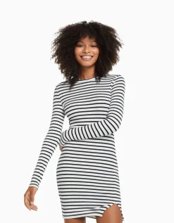 FEMME BERSHKA Robes*Mini-robe manches longues bord-côte