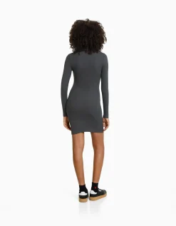 FEMME BERSHKA Robes*Mini-robe manches longues bord-côte