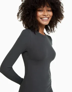 FEMME BERSHKA Robes*Mini-robe manches longues bord-côte