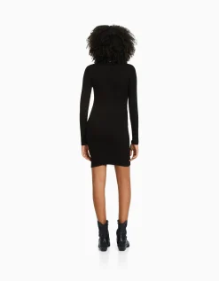 FEMME BERSHKA Robes*Mini-robe manches longues bord-côte