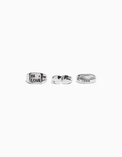 HOMME BERSHKA One Love*Pack 3 bagues love