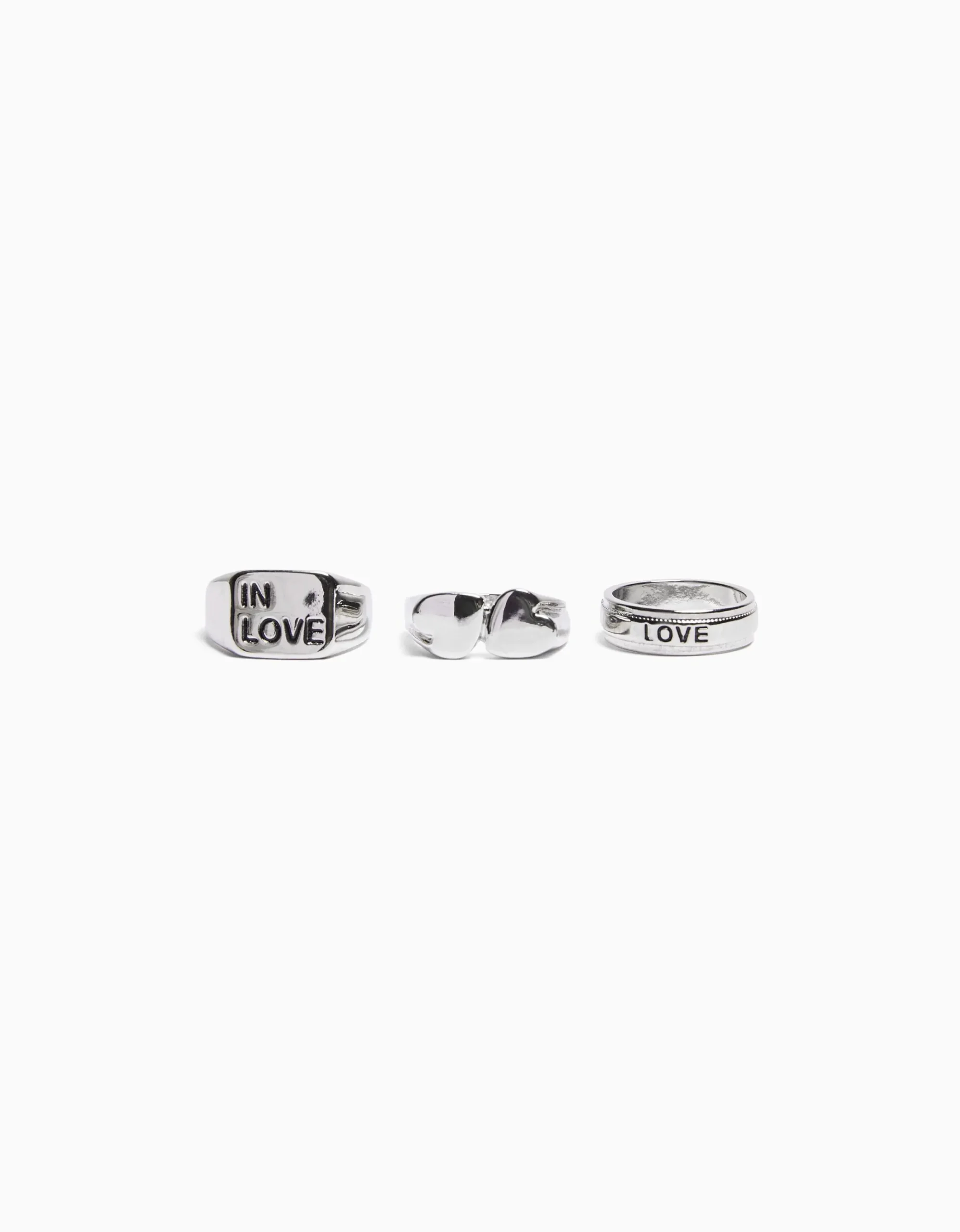 HOMME BERSHKA One Love*Pack 3 bagues love