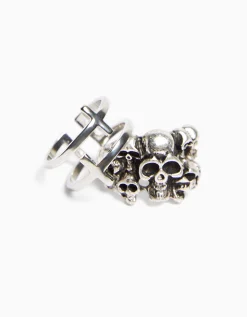 HOMME BERSHKA Tout voir*Pack 3 bagues tête de mort croix