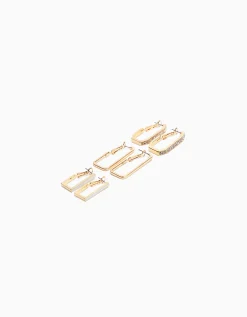 FEMME BERSHKA Accessoires*Pack 3 boucles d’eilles anneaux strass émail