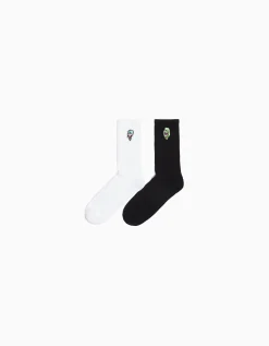 HOMME BERSHKA Chaussettes*Pack 2 chaussettes brodées