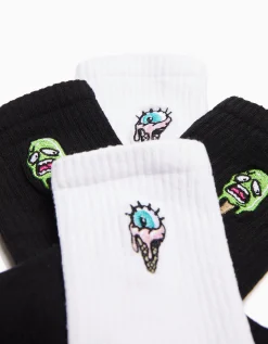 HOMME BERSHKA Chaussettes*Pack 2 chaussettes brodées