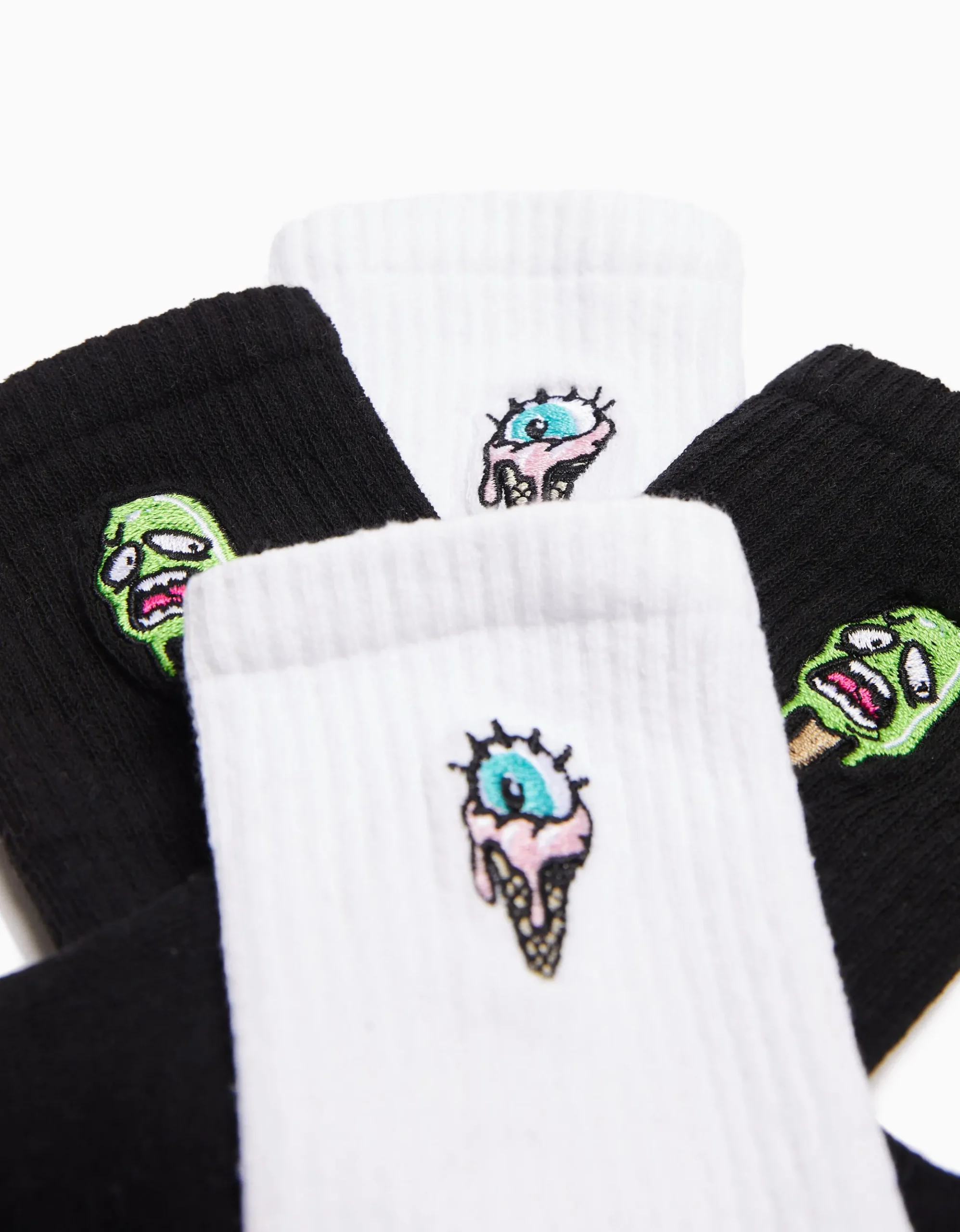 HOMME BERSHKA Chaussettes*Pack 2 chaussettes brodées