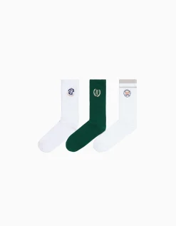 HOMME BERSHKA Chaussettes*Pack 3 chaussettes brodées varsity