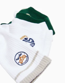 HOMME BERSHKA Chaussettes*Pack 3 chaussettes brodées varsity