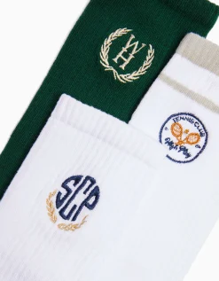 HOMME BERSHKA Chaussettes*Pack 3 chaussettes brodées varsity