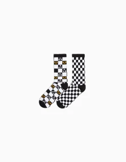 HOMME BERSHKA Chaussettes*Pack 2 chaussettes imprimé damier