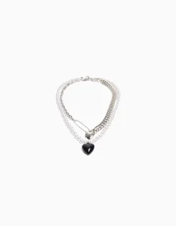 HOMME BERSHKA One Love*Pack 2 colliers cœur perles