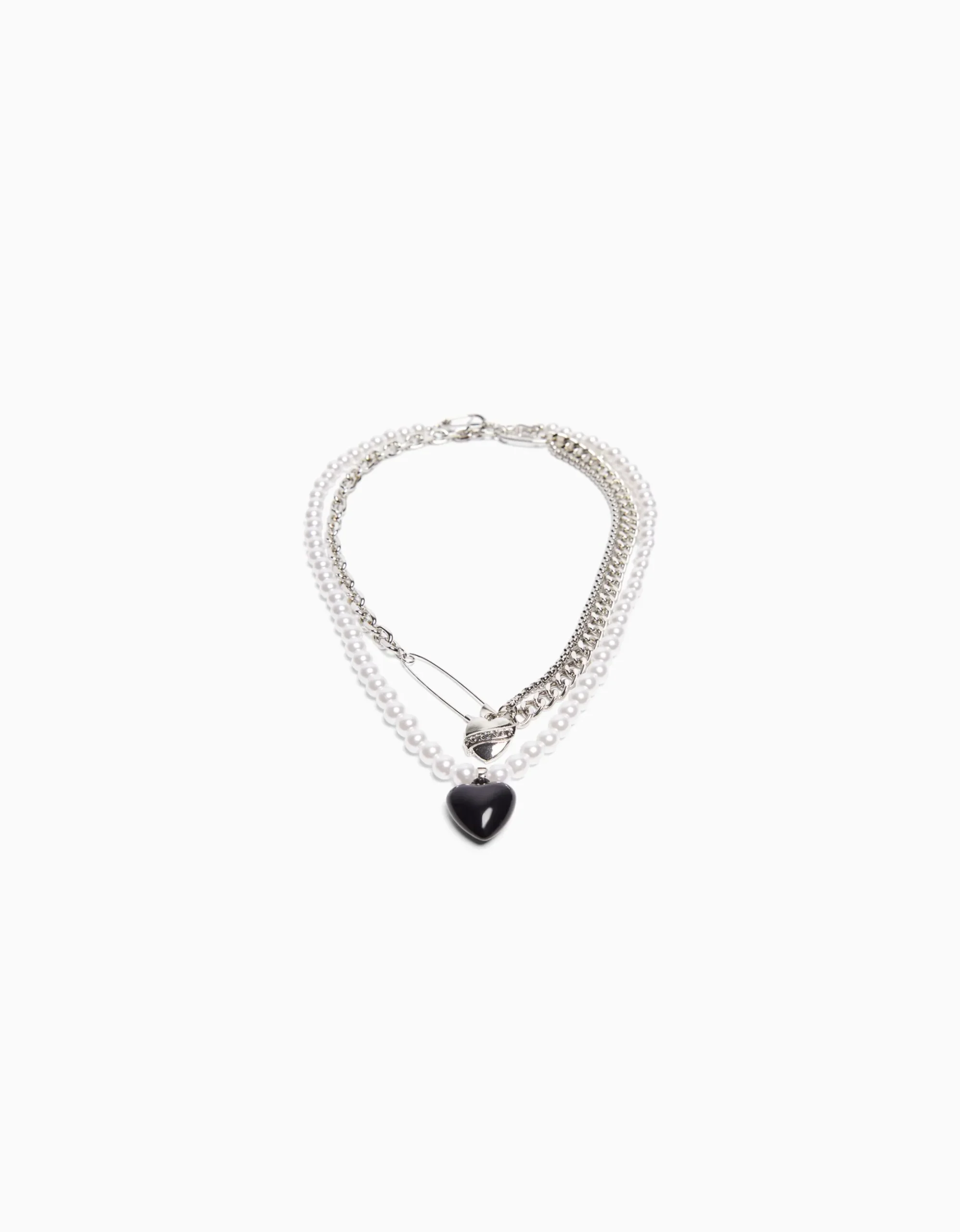 HOMME BERSHKA One Love*Pack 2 colliers cœur perles