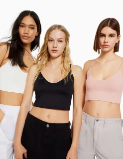 FEMME BERSHKA Packs*Pack 3 crop tops bretelles