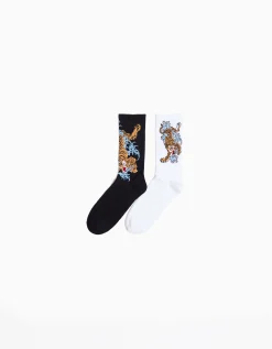 HOMME BERSHKA Chaussettes*Pack 2 paires de chaussettes imprimées