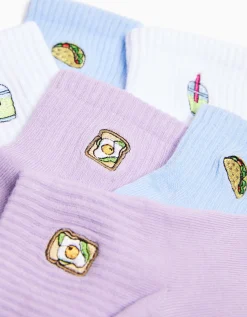 FEMME BERSHKA Chaussettes*Pack 3 paires de socquettes brodées