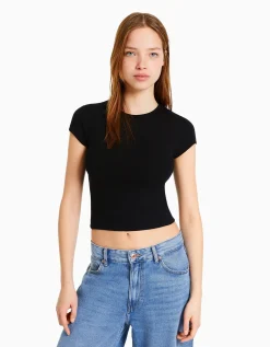 FEMME BERSHKA Packs*Pack 2 T-shirts manches courtes bord-côte