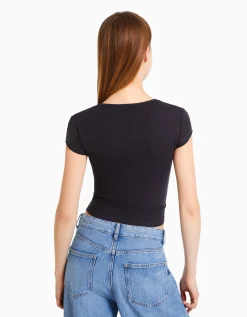 FEMME BERSHKA Packs*Pack 2 T-shirts manches courtes bord-côte