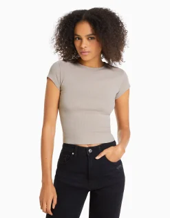 FEMME BERSHKA Packs*Pack 2 T-shirts manches courtes bord-côte