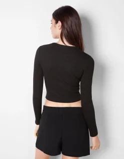 FEMME BERSHKA Packs*Pack 2 T-shirts manches longues bord-côte