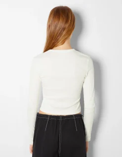 FEMME BERSHKA Basiques*Pack 2 T-shirts manches longues bord-côte