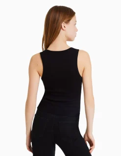 FEMME BERSHKA Packs*Pack 2 T-shirts sans manches bord-côte