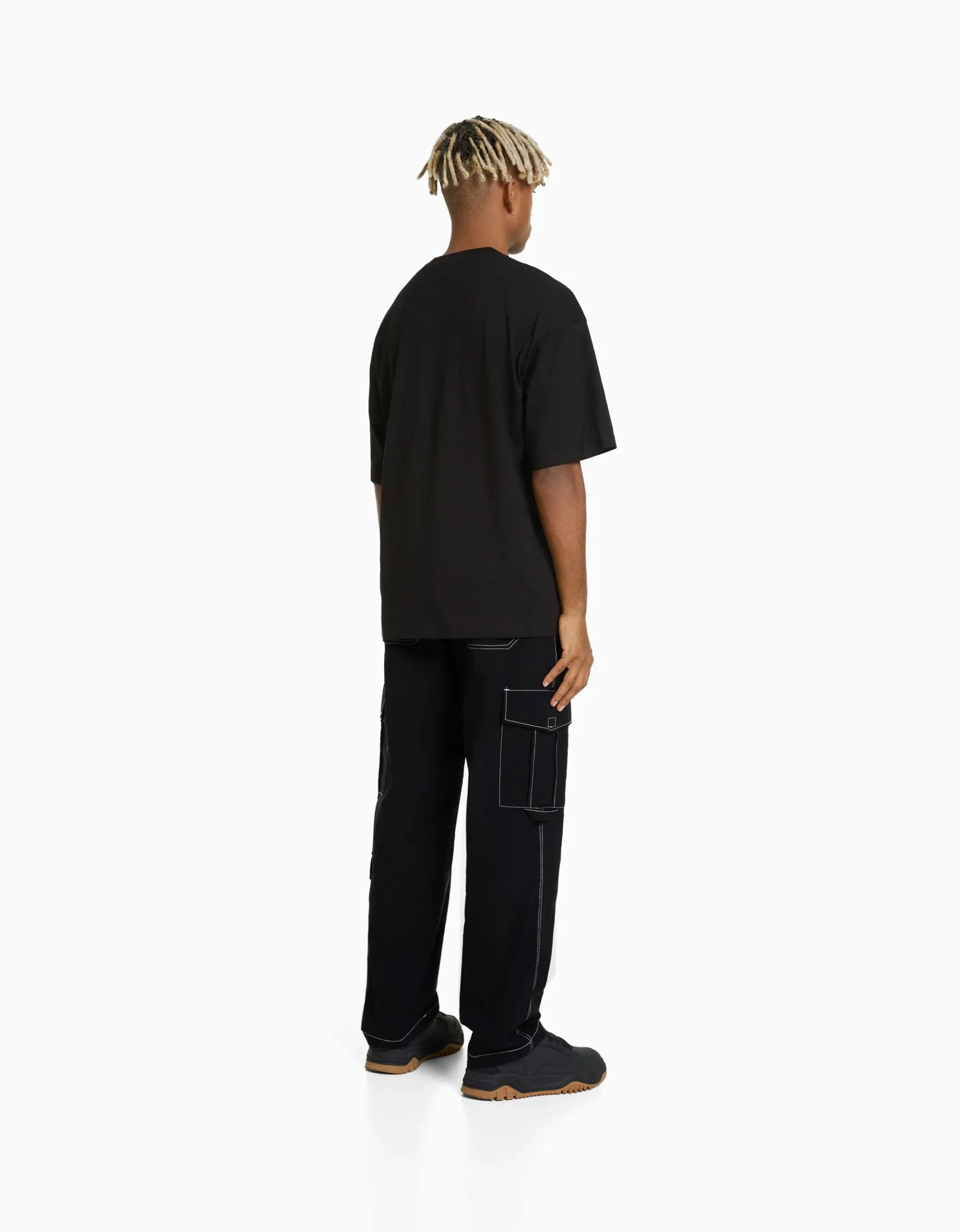 HOMME BERSHKA Pantalons*Pantalon cargo effet nylon fil contraste
