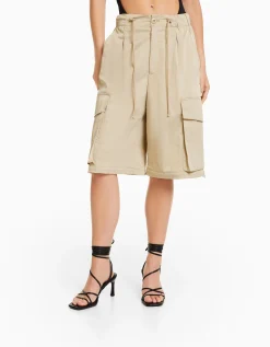 FEMME BERSHKA Vêtements*Pantalon cargo effet nylon